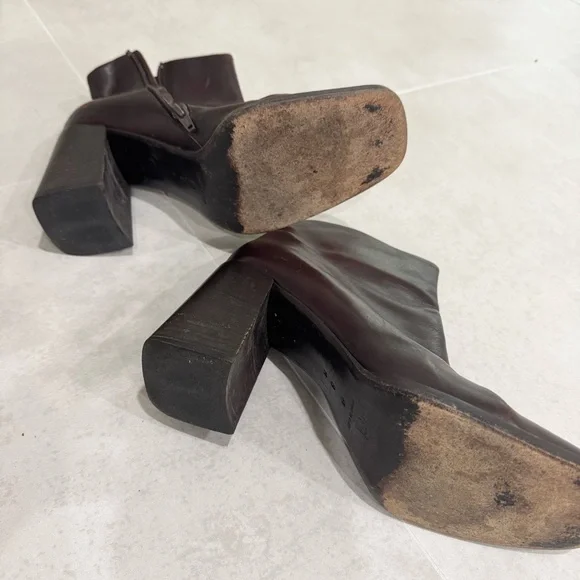 Via Spiga Maroon Heeled Leather Boots - Picture 8 of 9